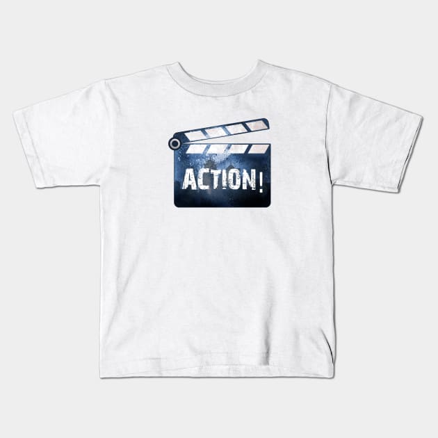 'Action!' Clapperboard design Kids T-Shirt by DavidSpeedDesign